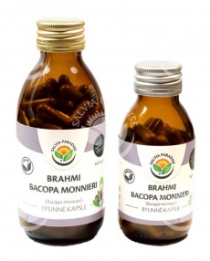 Brahmi - Bacopa drobnolistá 120 kapslí, je doporučována pro podporu duševní výkonnosti, soustředění a normalizaci stresu.