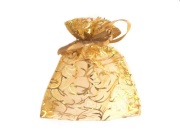 Dárkový pytlík 7x10 cm organza s lurexem zlatý