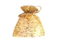 Drkov pytlk 7x10 cm organza s lurexem zlat
